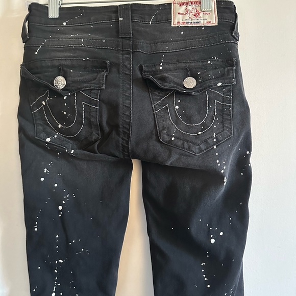 True Religion Black Splatter Paint Super Skinny Jeans size 26 EUC - Picture 5 of 9